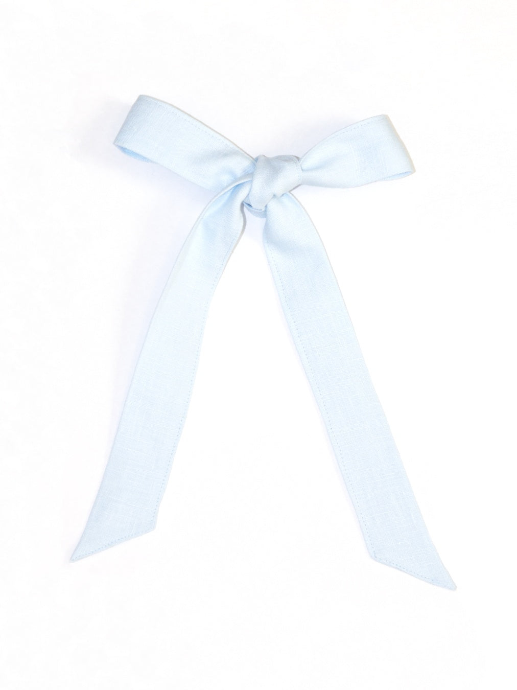 A light blue linen ribbon tied into a bow.
