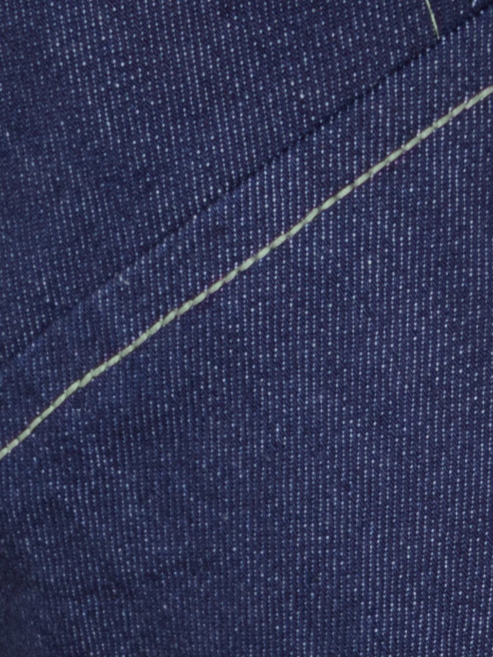 Light green topstitching detail.